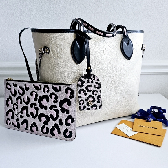 Louis Vuitton Wild At Heart Beige/Leopard print Neverfull MM Tote - Picture 1 of 12